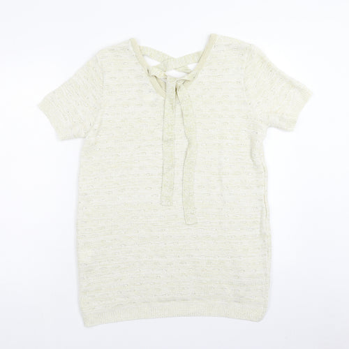 F&F Womens Gold Square Neck Acrylic Pullover Jumper Size 14