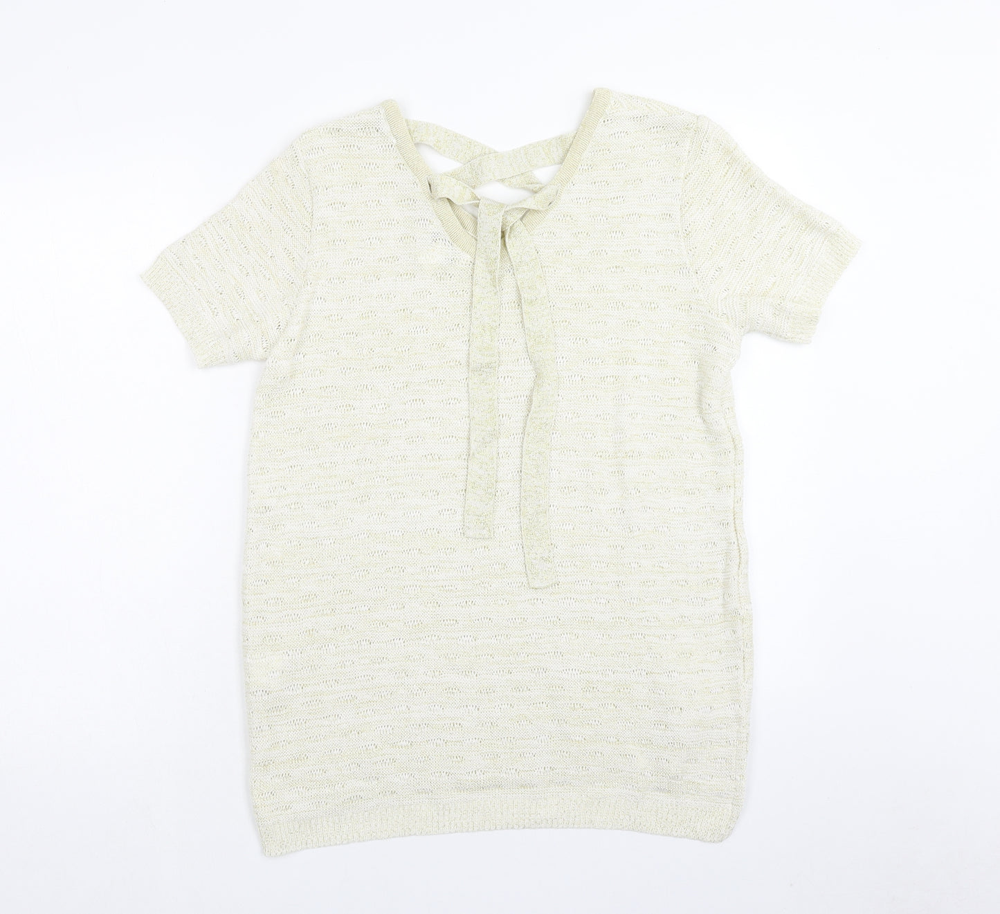 F&F Womens Gold Square Neck Acrylic Pullover Jumper Size 14