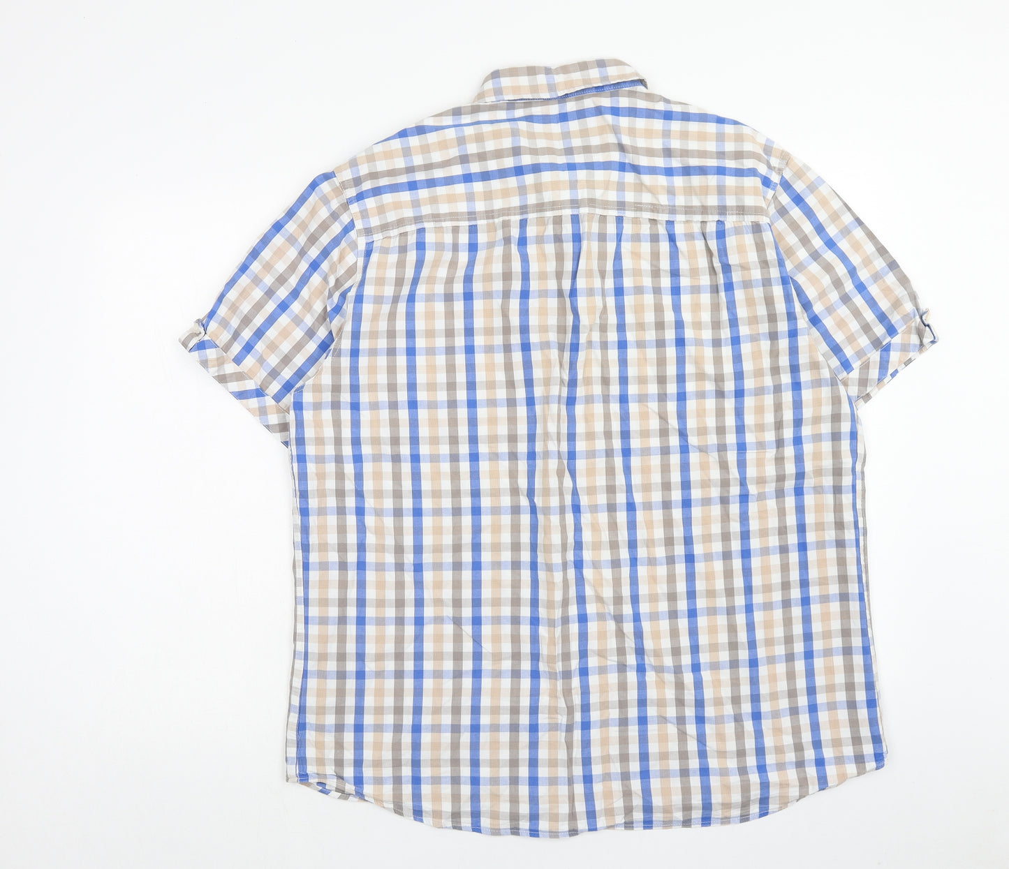SANDSTONE Mens Multicoloured Check Cotton Button-Up Size XL Collared Button