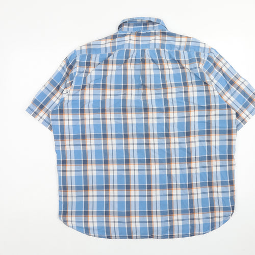 Authentic Mens Blue Plaid Cotton Button-Up Size XL Collared Button