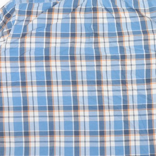 Authentic Mens Blue Plaid Cotton Button-Up Size XL Collared Button