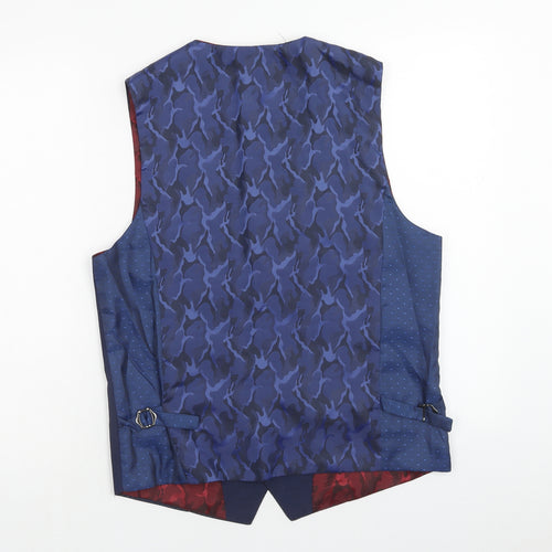 Marc Darcy Mens Blue Polyester Jacket Suit Waistcoat Size 40