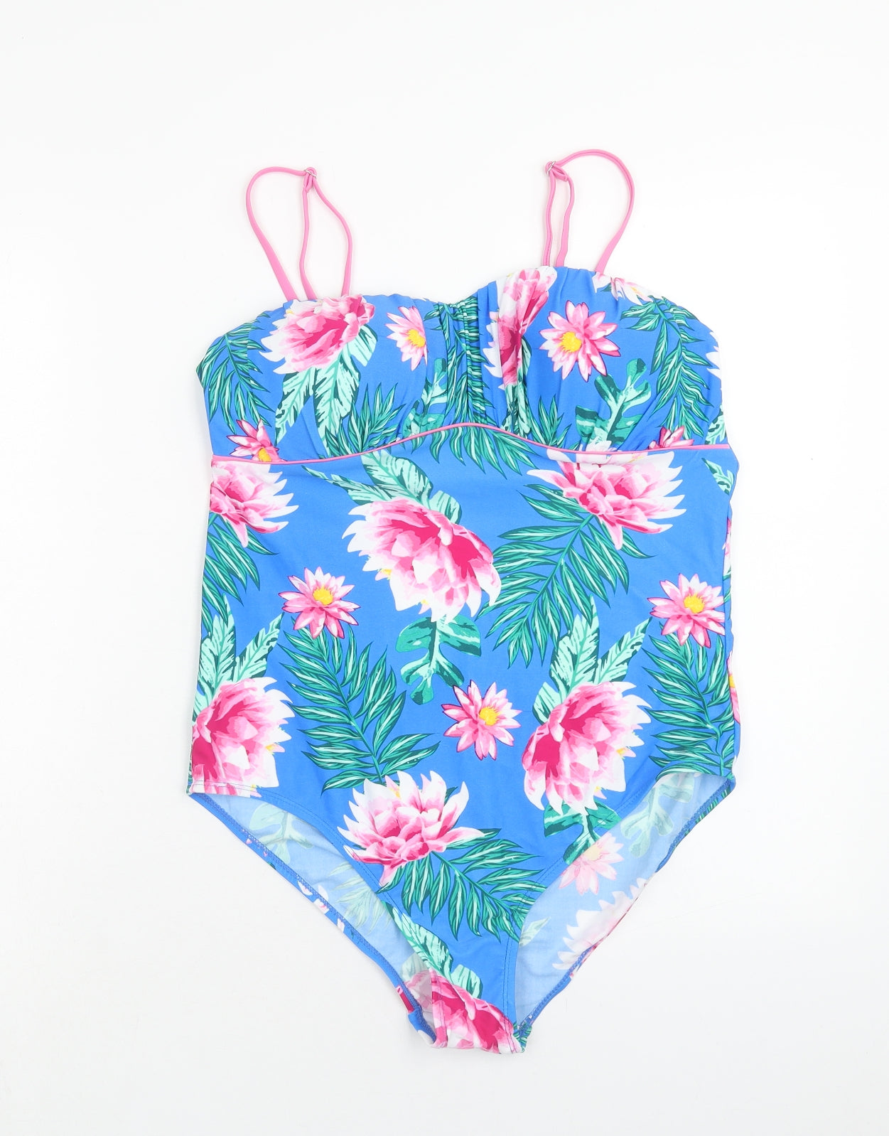 B.YOU Womens Blue Floral Polyamide One Piece Size 18
