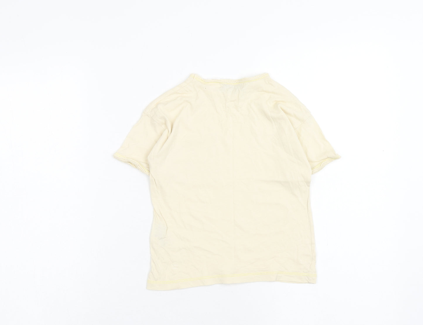 Zara Boys Ivory Cotton Basic T-Shirt Size 2XL Round Neck Pullover