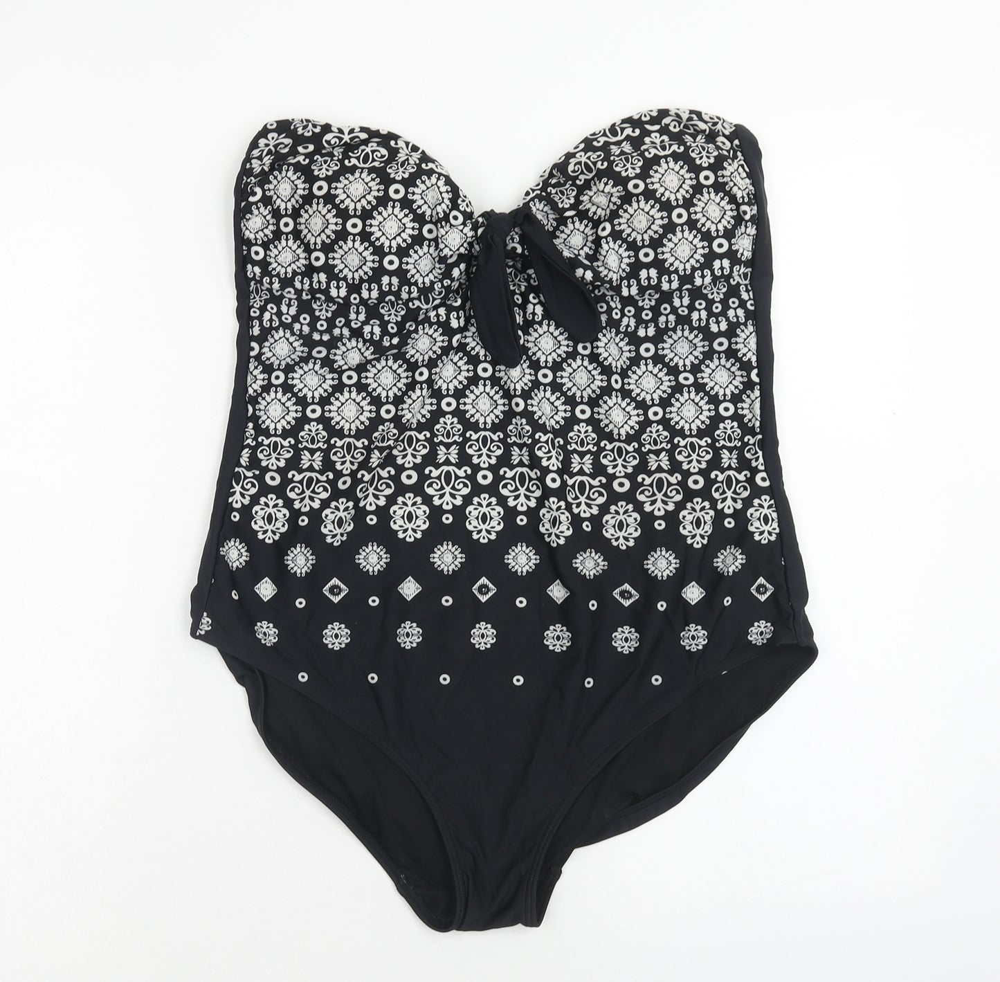 George Womens Black Geometric Polyamide One Piece Size 16