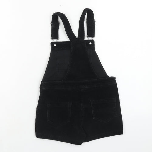 NEXT Girls Black Cotton Dungaree One-Piece Size 6 Years Button