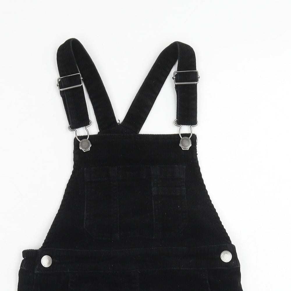 NEXT Girls Black Cotton Dungaree One-Piece Size 6 Years Button