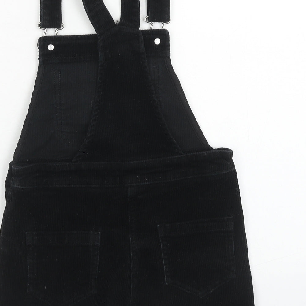 NEXT Girls Black Cotton Dungaree One-Piece Size 6 Years Button