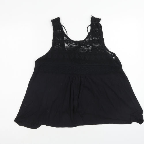 papaya Womens Black Viscose Basic Tank Size 14 Scoop Neck