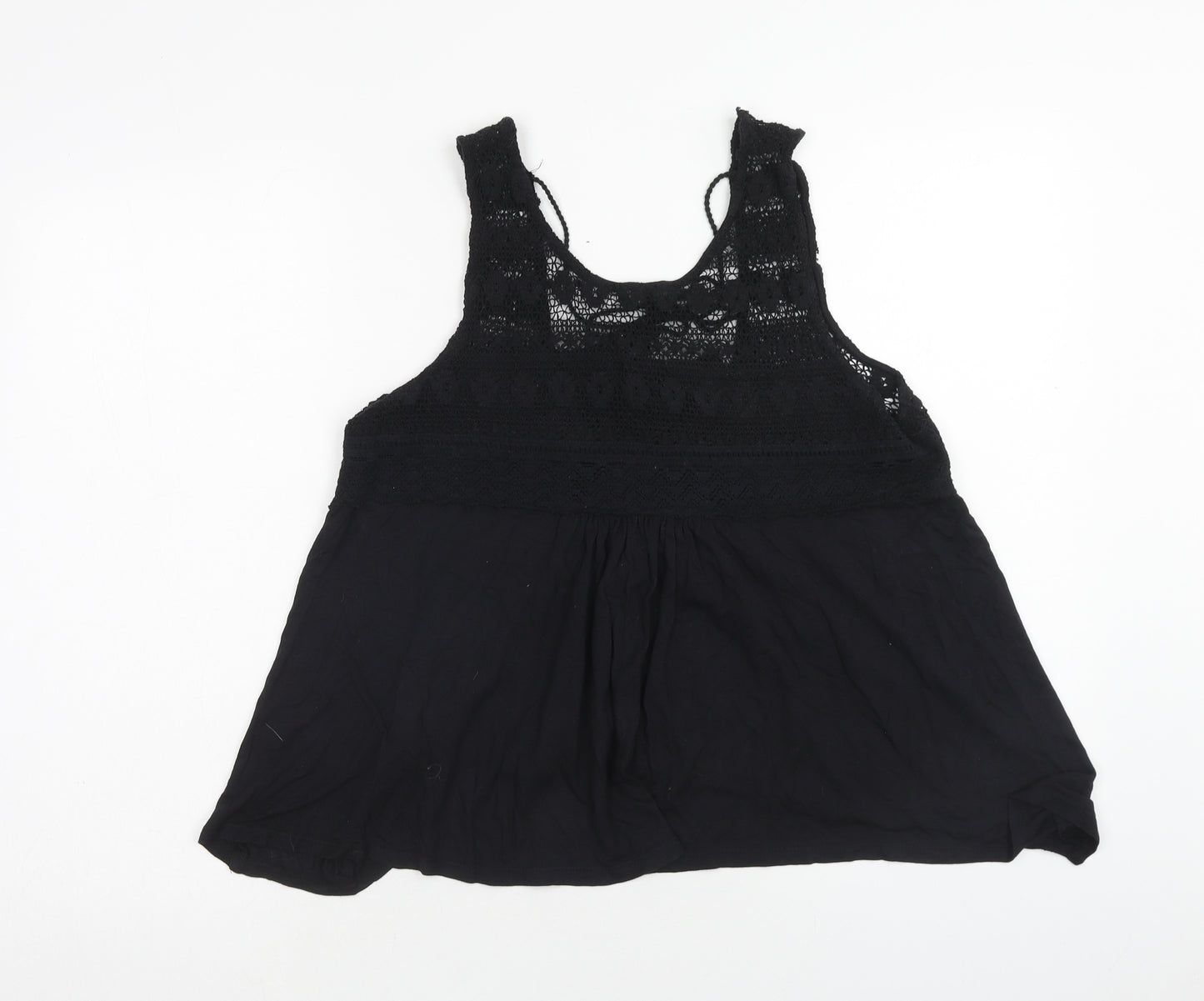 papaya Womens Black Viscose Basic Tank Size 14 Scoop Neck