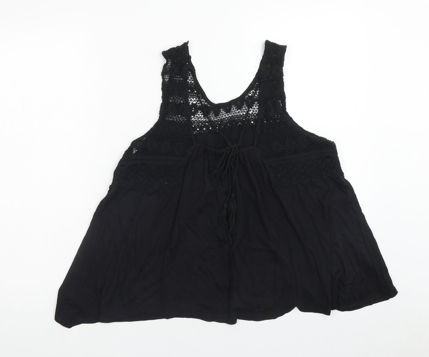 papaya Womens Black Viscose Basic Tank Size 14 Scoop Neck