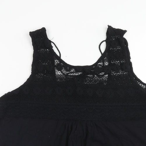 papaya Womens Black Viscose Basic Tank Size 14 Scoop Neck