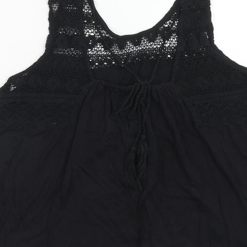 papaya Womens Black Viscose Basic Tank Size 14 Scoop Neck