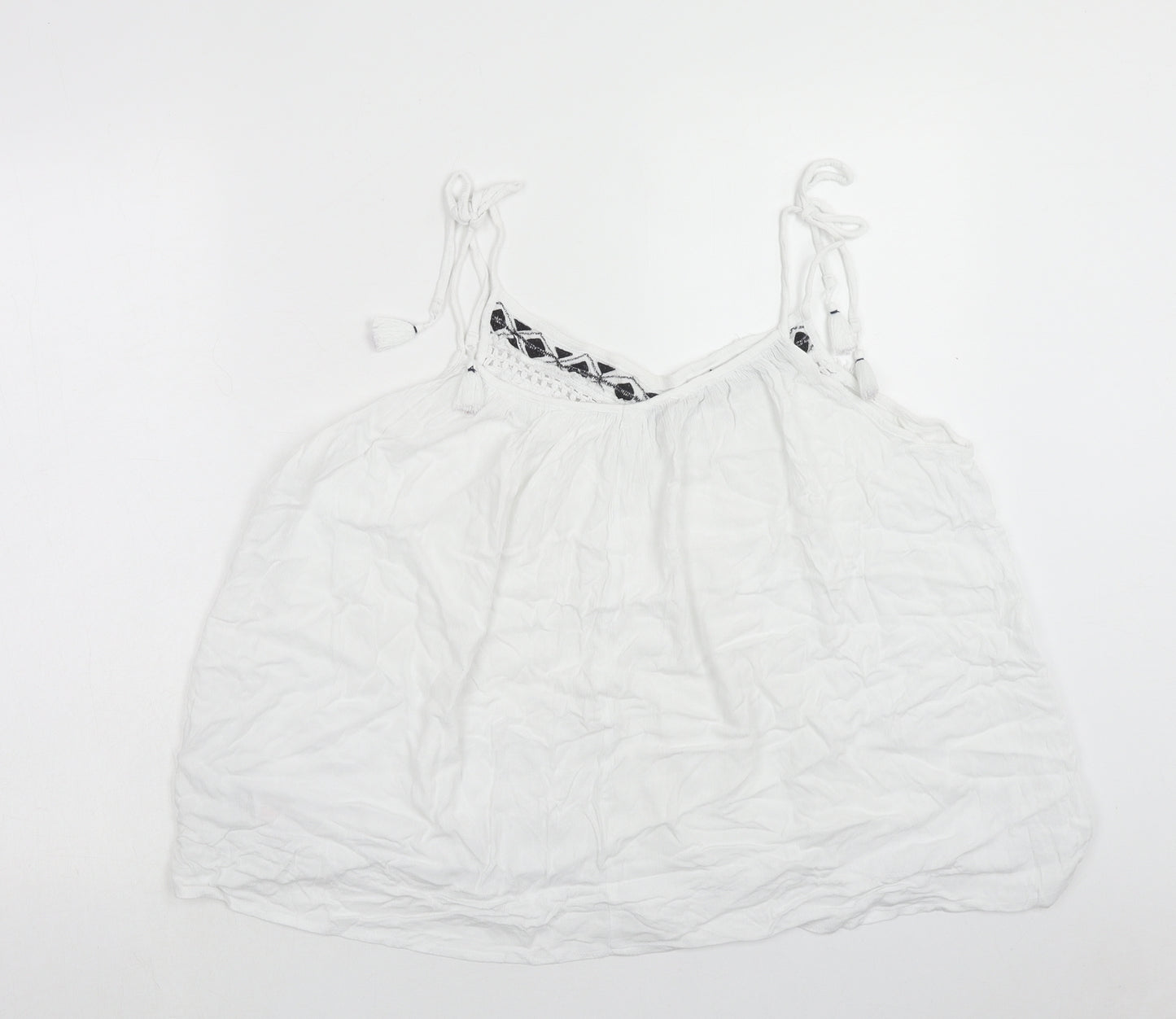 Pep&co Womens White Viscose Basic Tank Size 14 V-Neck