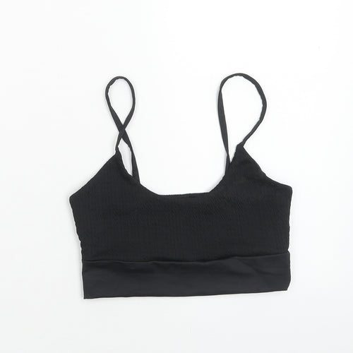 PRETTYLITTLETHING Womens Black Nylon Cropped Tank Size 10 Round Neck