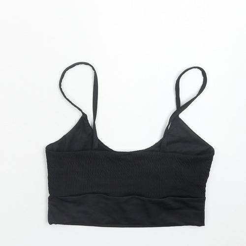 PRETTYLITTLETHING Womens Black Nylon Cropped Tank Size 10 Round Neck