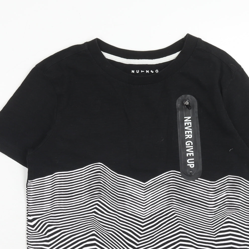 Nutmeg Boys Black Cotton Basic T-Shirt Size 10-11 Years Round Neck Pullover - Never Give Up