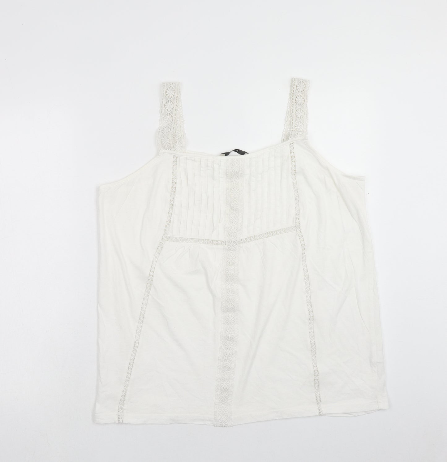 George Womens White Cotton Basic Tank Size 18 Square Neck