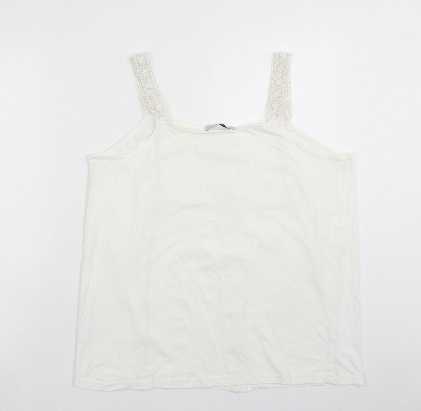 George Womens White Cotton Basic Tank Size 18 Square Neck