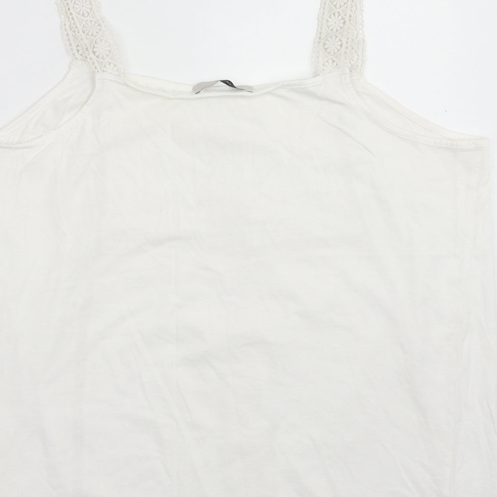 George Womens White Cotton Basic Tank Size 18 Square Neck