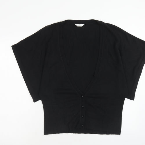 Editions Womens Black V-Neck Acrylic Cardigan Jumper Size 14