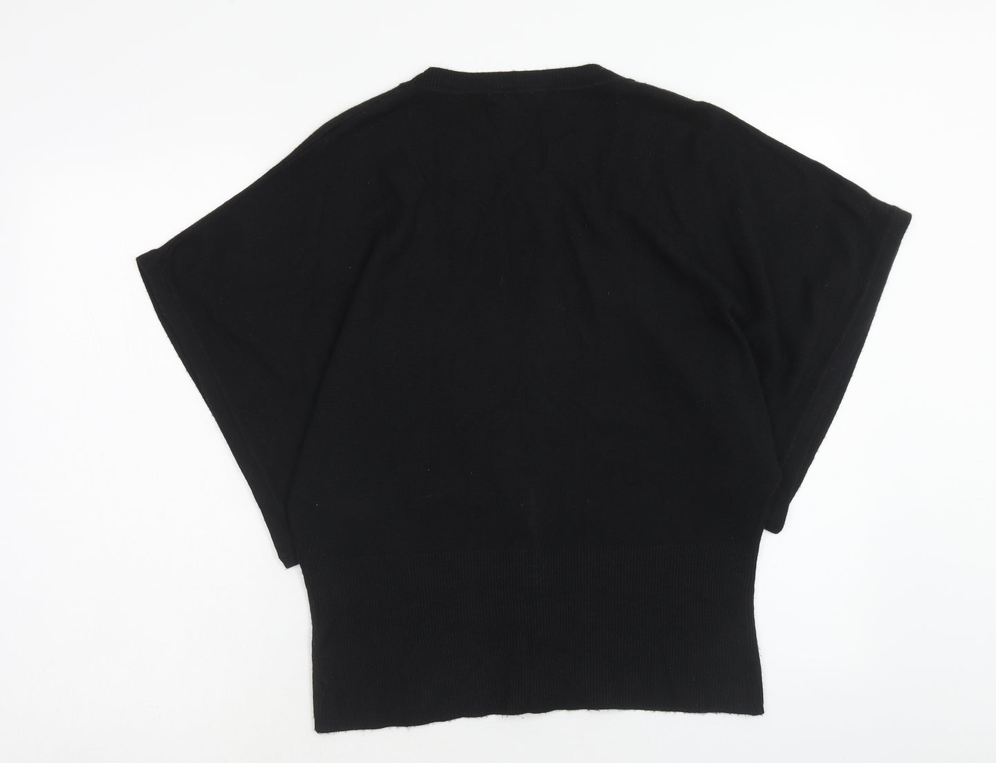 Editions Womens Black V-Neck Acrylic Cardigan Jumper Size 14