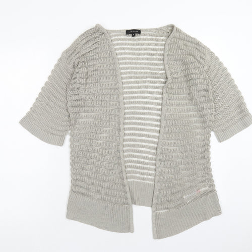 New Look Womens Brown V-Neck Striped Acrylic Shrug Jumper Size S