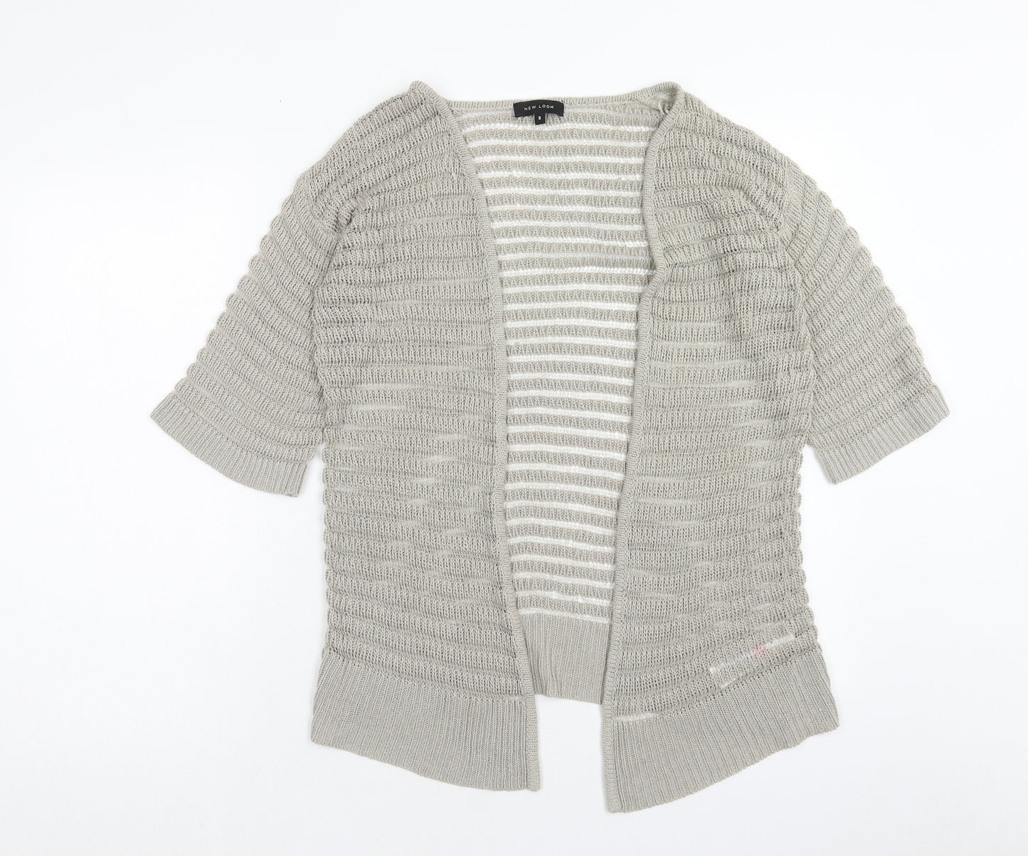 New Look Womens Brown V-Neck Striped Acrylic Shrug Jumper Size S