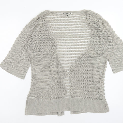 New Look Womens Brown V-Neck Striped Acrylic Shrug Jumper Size S