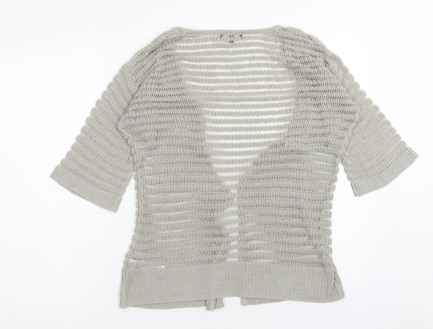New Look Womens Brown V-Neck Striped Acrylic Shrug Jumper Size S