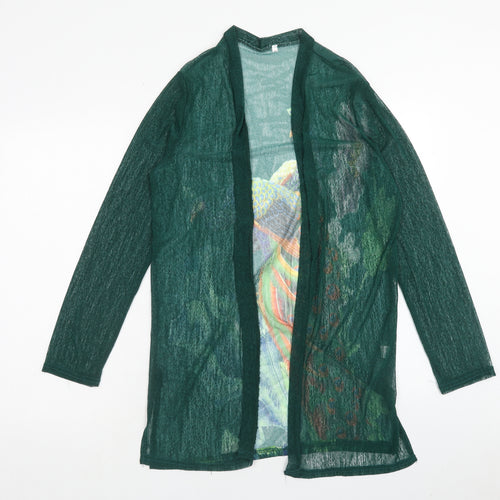 Preworn Womens Green V-Neck Polyester Shrug Jumper Size M - Peacock, Flower