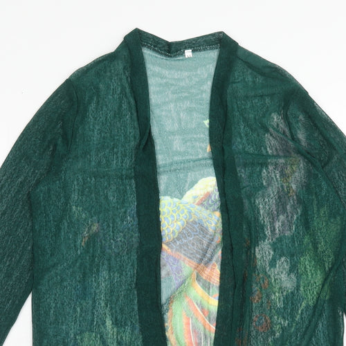 Preworn Womens Green V-Neck Polyester Shrug Jumper Size M - Peacock, Flower