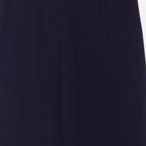 BHS Womens Blue Polyester Trousers Size 14 Regular Zip