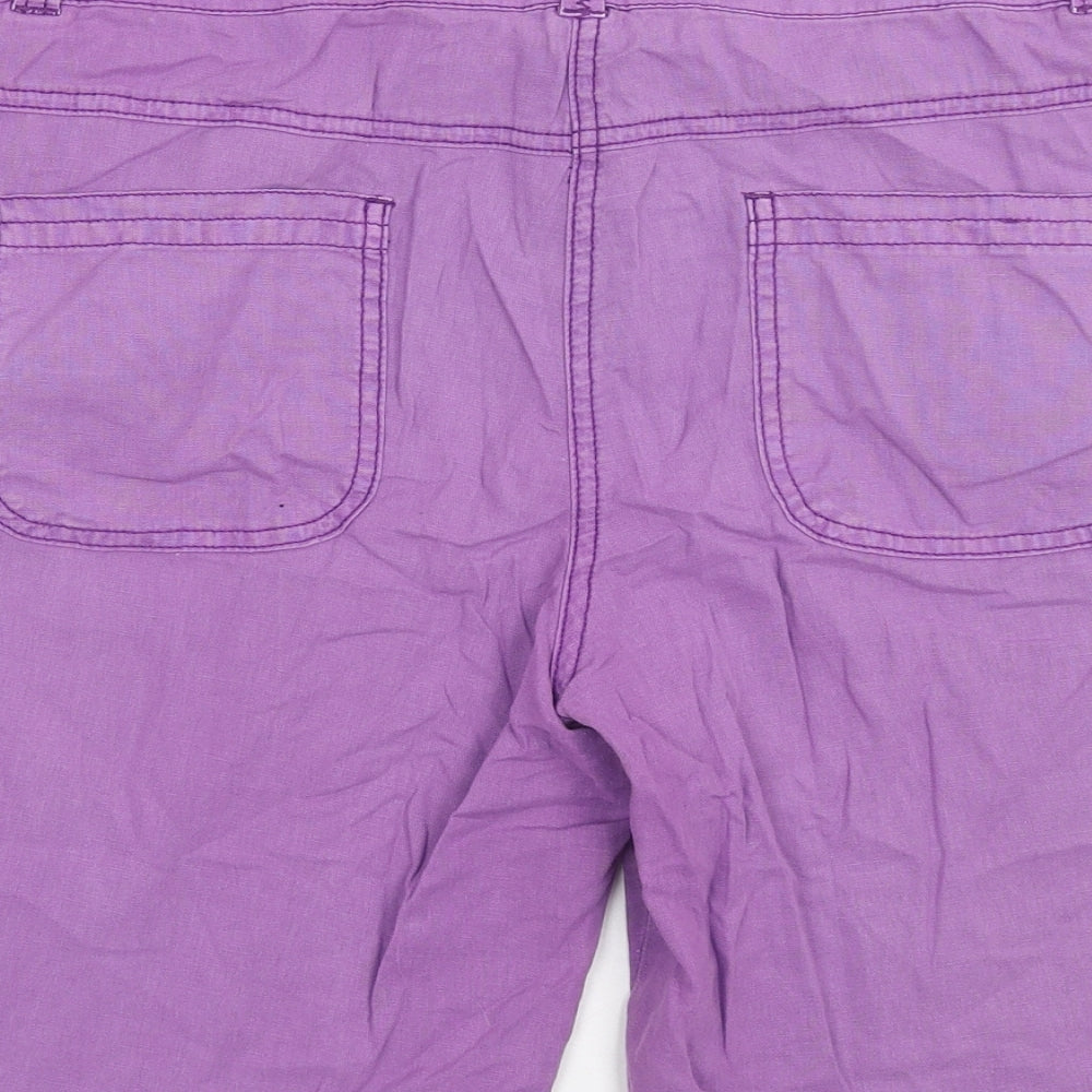 M&Co Womens Purple Cotton Chino Shorts Size 14 Regular Zip