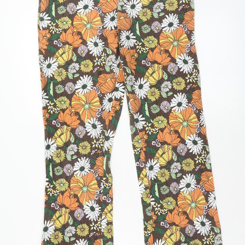 Only Womens Multicoloured Floral Cotton Trousers Size S Regular