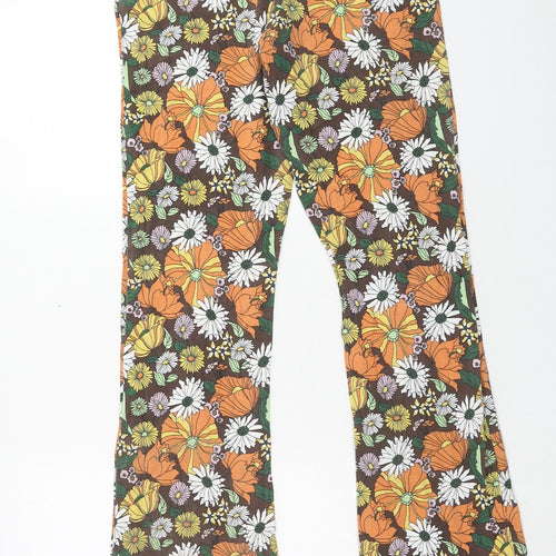 Only Womens Multicoloured Floral Cotton Trousers Size S Regular