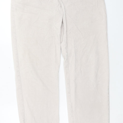 Preworn Womens Beige Cotton Trousers Size 30 in Regular Zip