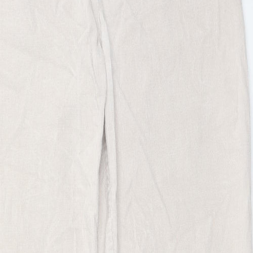 Preworn Womens Beige Cotton Trousers Size 30 in Regular Zip