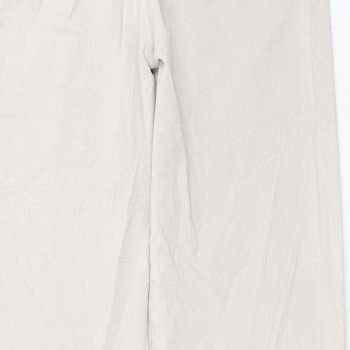 Preworn Womens Beige Cotton Trousers Size 30 in Regular Zip