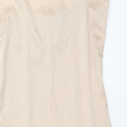 PRETTYLITTLETHING Womens Gold Polyester Bodycon Size 10 Square Neck Zip