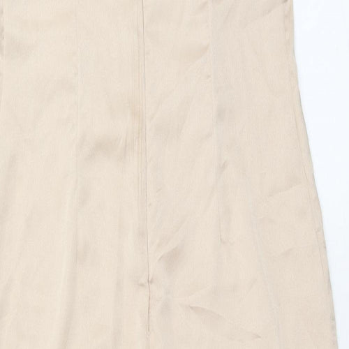 PRETTYLITTLETHING Womens Gold Polyester Bodycon Size 10 Square Neck Zip