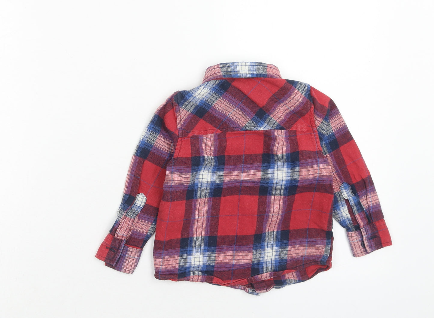 TU Boys Red Plaid Cotton Basic Button-Up Size 2 Years Collared Button