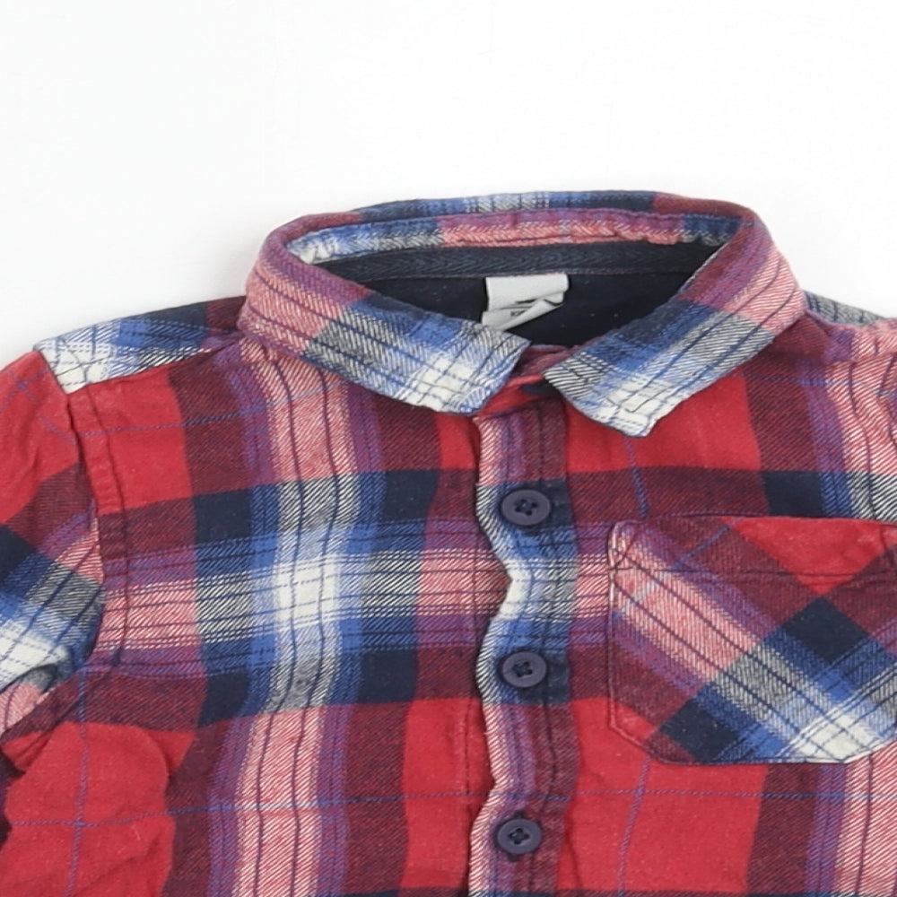 TU Boys Red Plaid Cotton Basic Button-Up Size 2 Years Collared Button