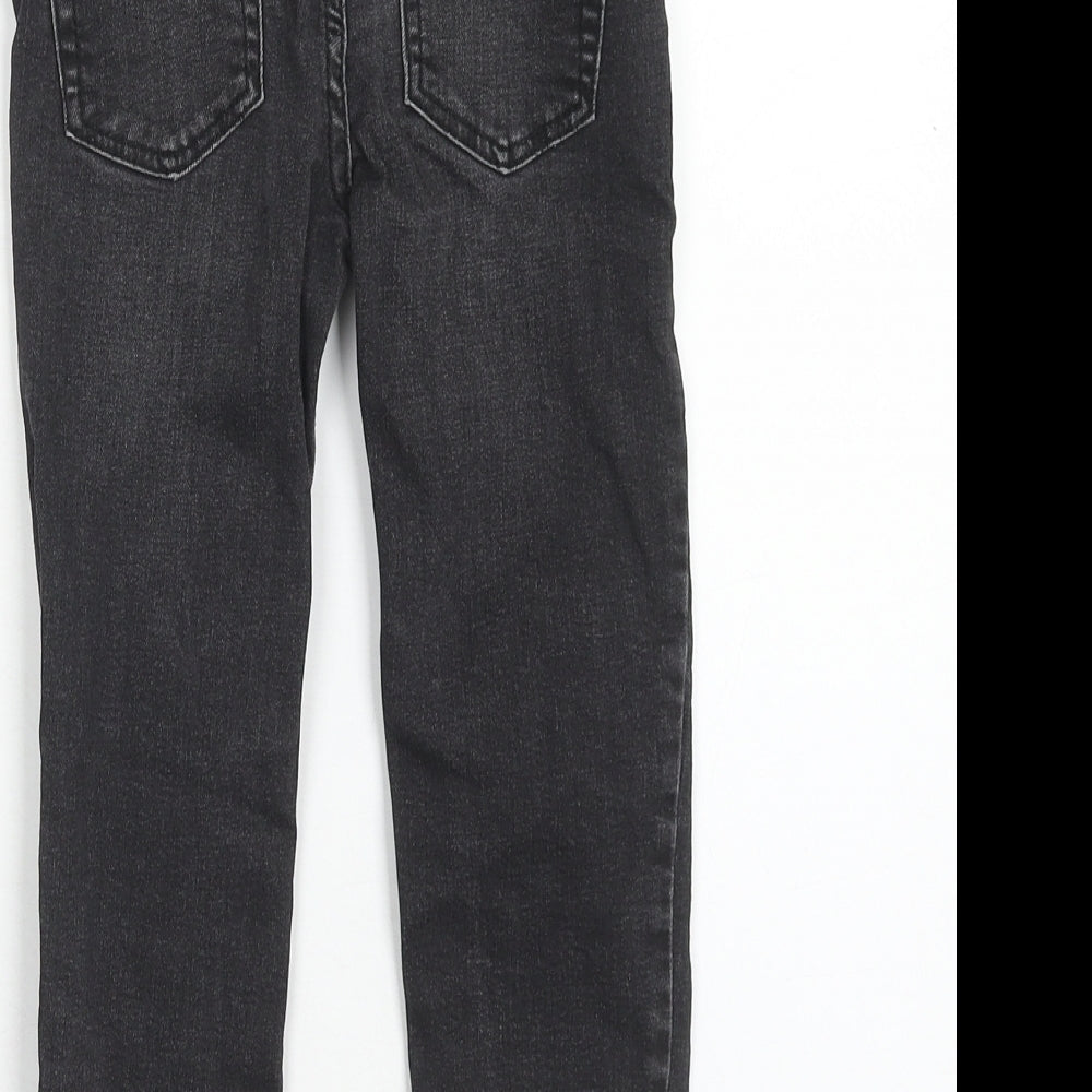 Denim & Co. Boys Black Cotton Skinny Jeans Size 4-5 Years Slim Button