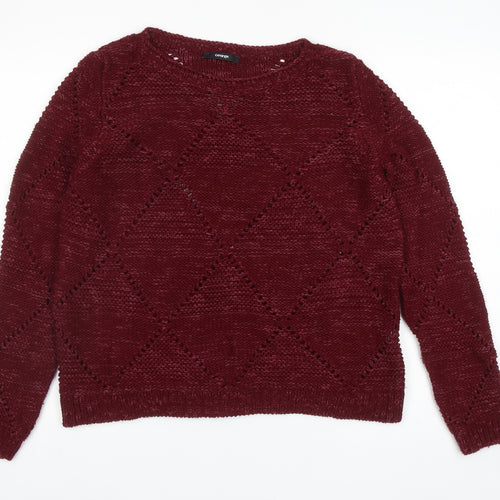 George Womens Red Round Neck Acrylic Pullover Jumper Size 10