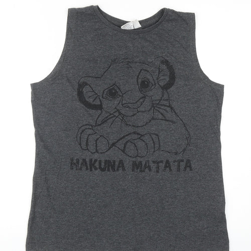 Atmosphere Womens Grey Cotton Basic Tank Size 10 Round Neck - Hakuna Matata