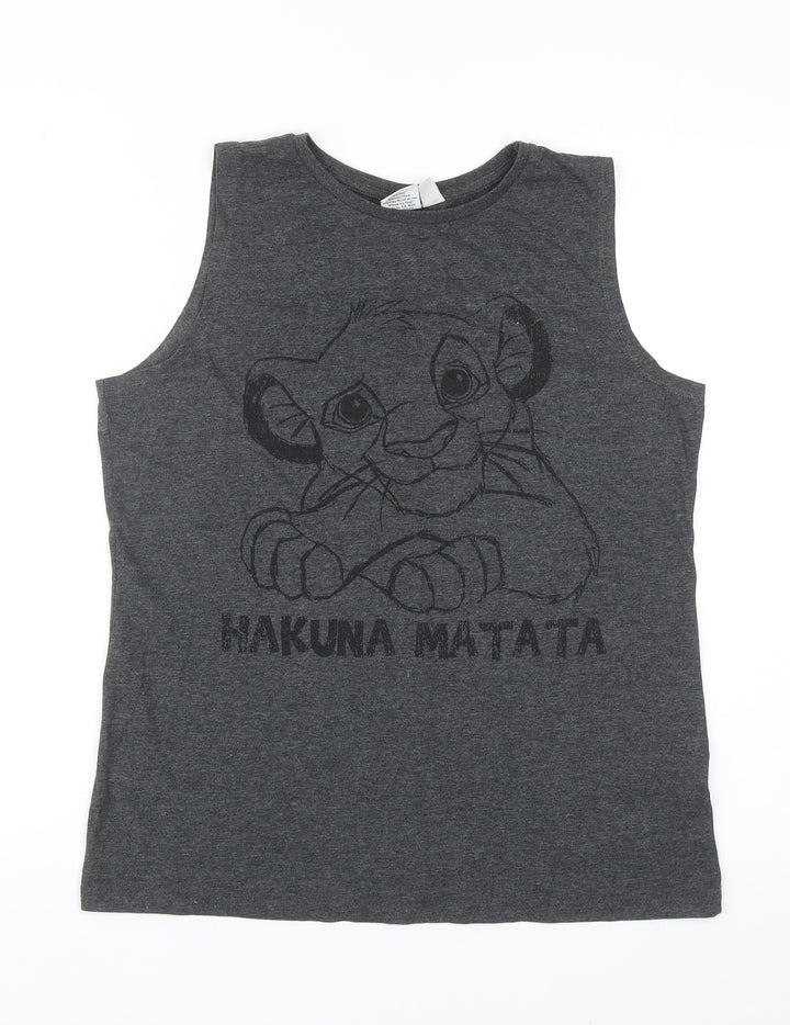 Atmosphere Womens Grey Cotton Basic Tank Size 10 Round Neck - Hakuna Matata