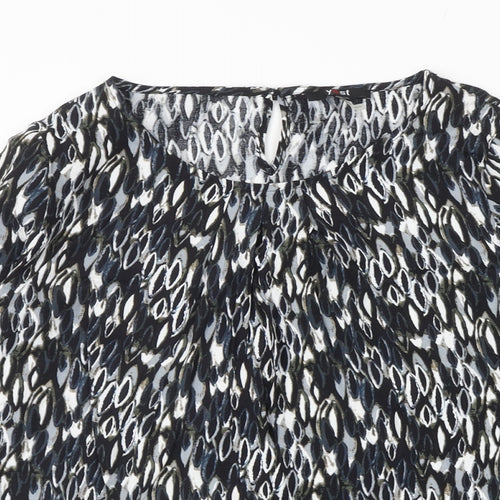 Yest Womens Black Geometric Viscose Basic T-Shirt Size 12 Round Neck