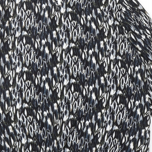Yest Womens Black Geometric Viscose Basic T-Shirt Size 12 Round Neck