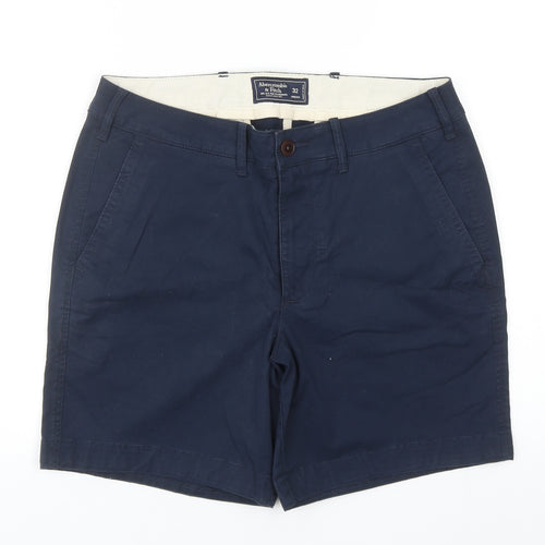 Abercrombie & Fitch Mens Blue Cotton Chino Shorts Size 32 in Regular Zip